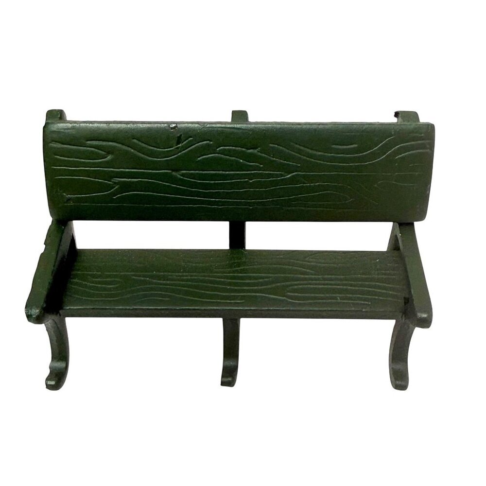 DEPARTMENT 56 Miniature Holiday Bench Christmas Village Figurine Green Metal